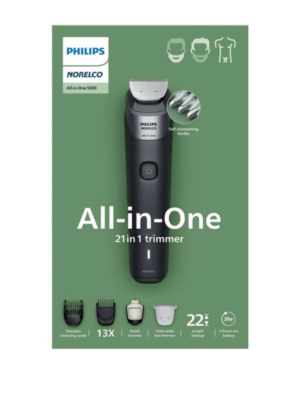 Philips All-in-One 21-in-1 Trimmer in Black with Silver Blade New unopened